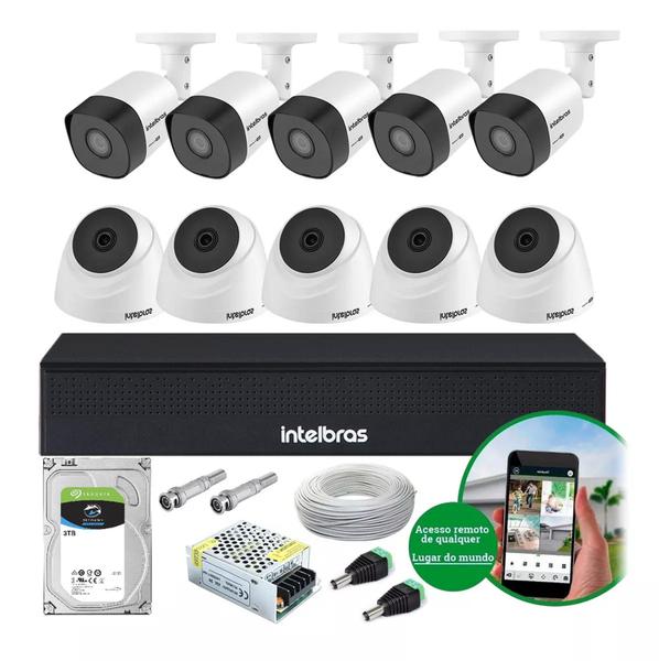 Imagem de Kit 10 Cameras 1120 Dvr Mhdx 1016 Completo Com Hd 3TB