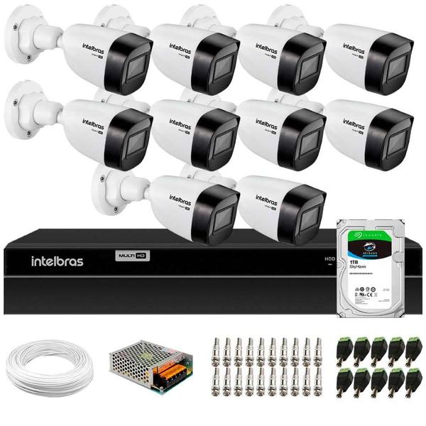 Imagem de Kit 10 Câmeras Intelbras VHD 1130 B HD 720p Lente 2.8mm Visão Noturna 30m Proteção IP67 + DVR Intelbras MHDX 1316 16 Canais Multi HD + HD SkyHawk 1TB