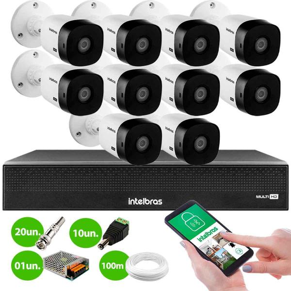 Imagem de Kit 10 Câmeras Intelbras VHL 1220 B HDCVI LITE Bullet Full HD 1080p Visão Noturna 20m IP66 + Dvr Intelbras MHDX 3116-C 16 Canais