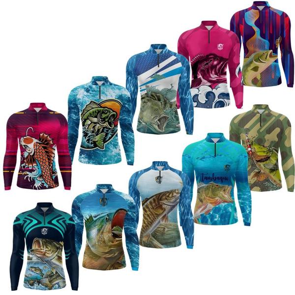 Imagem de Kit 10 Camiseta De Pesca Camisa Para Pescaria Personalizada Proteção UV50 Manga Longa Atacado