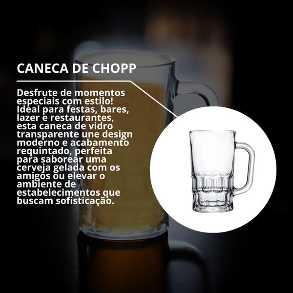 Imagem de Kit 10 Caneca Chopp De Vidro 330ml Bar Restaurante Cerveja Design Elegante Versátil Prático