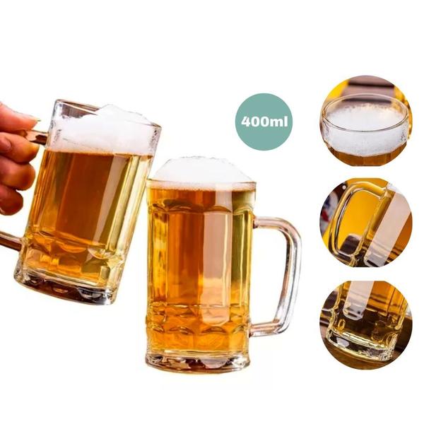 Imagem de Kit 10 Canecas Copo de Chopp Cerveja de Vidro 400ml Bar Resistente