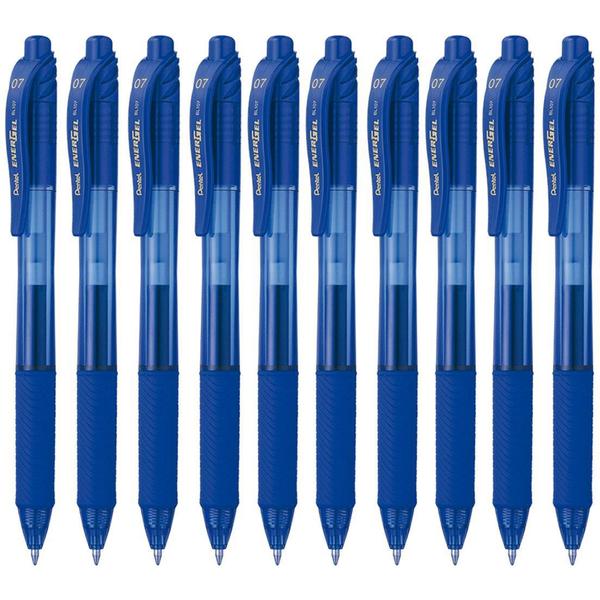 Imagem de Kit 10 Caneta Gel Pentel Energel X Rt Retrátil 0.5Mm Azul