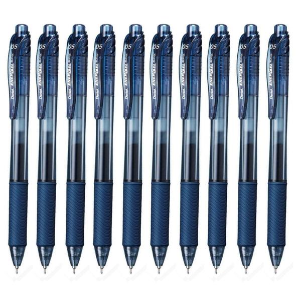 Imagem de Kit 10 Caneta Gel Pentel Energel X Rt Retrátil 0.5Mm Azul