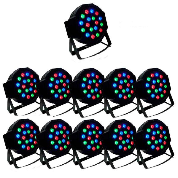 Imagem de Kit 10 Canhão Refletor Led 18 Leds Rgb Bivolt Digital Strobo