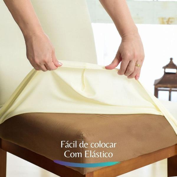 Imagem de Kit 10 Capa de Cadeira Jantar Elastex Premium Creme