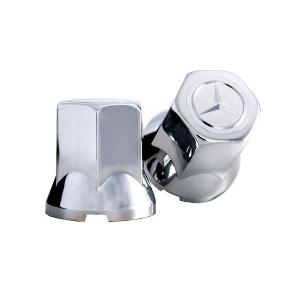 Kit 10 Capa Porca Cromada Com Logo Mercedes-Benz - 32mm - TWT Imagem de Kit 10 Capa Porca Cromada Com Logo Mercedes-Benz - 32mm
