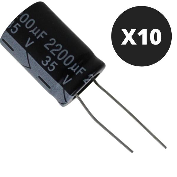 Imagem de Kit 10 Capacitor Eletrolitico 2200X35V-105 Graus Novo