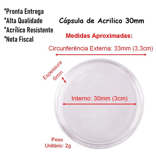 Imagem de Kit 10 Capsulas Case Porta Moedas De Acrílico 30mm Redondo Coin Holder