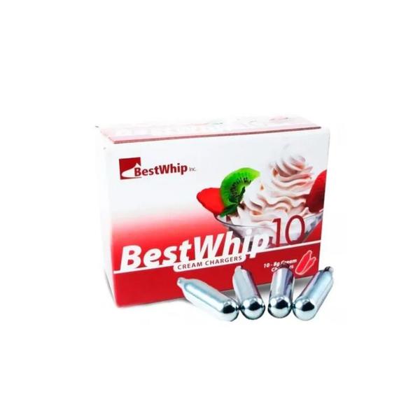 Kit 10 Capsulas de Gás Para Chantilly BestWhip Imagem de Kit 10 Capsulas de Gás Para Chantilly BestWhip