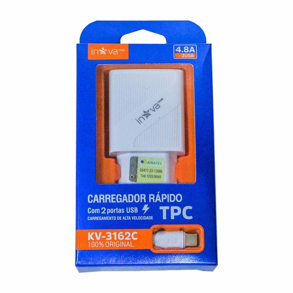 Imagem de Kit 10 Carregador Inova Rápido 4.8 Tipo-C