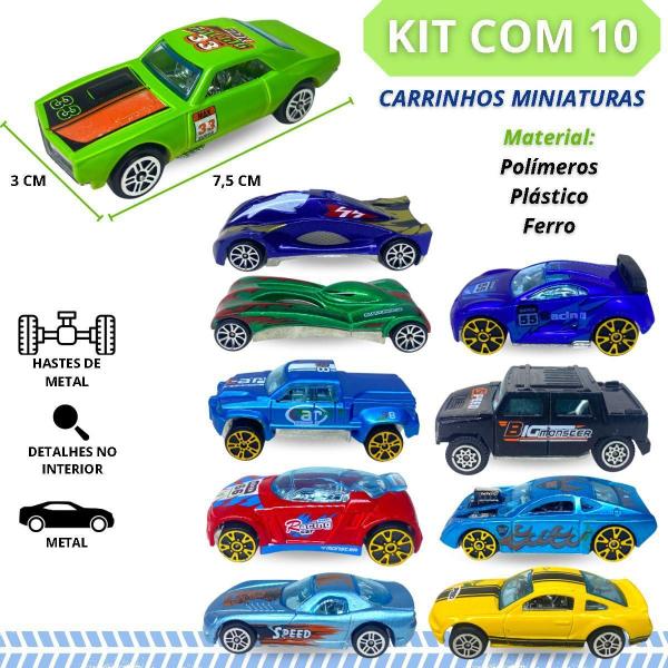 Imagem de Kit 10 Carrinhos De Metal Miniatura Carro De Ferro Die Cast