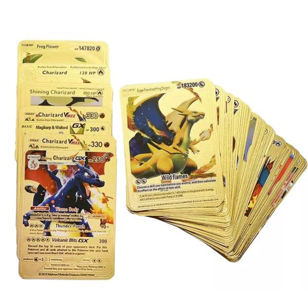 Imagem de Kit 10 Cartas Pokémon Edição Limitada Folha De Ouro Douradas