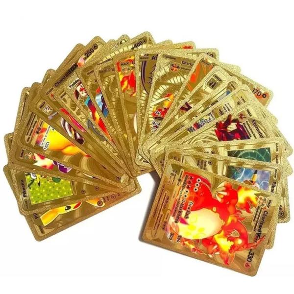 Imagem de Kit 10 Cartas Pokémon Folha De Ouro Douradas Edição Limitada