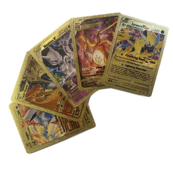 Imagem de Kit 10 Cartas Pokémon Folha de Ouro Douradas Edição Limitada