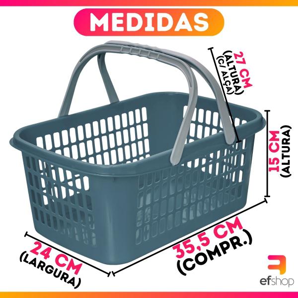 Kit 10 Cesta Cestinha Plastica Supermercado Mercado 9 Litros - Usual Utilidades Imagem de Kit 10 Cesta Cestinha Plastica Supermercado Mercado 9 Litros