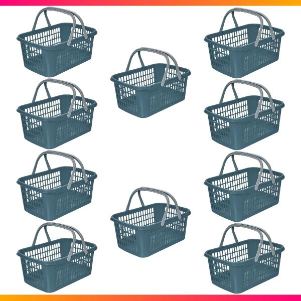 Kit 10 Cesta Cestinha Plastica Supermercado Mercado 9 Litros - Usual Utilidades Imagem de Kit 10 Cesta Cestinha Plastica Supermercado Mercado 9 Litros