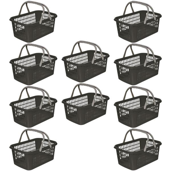 Kit 10 Cesta Cestinha Plastica Supermercado Mercado 9 Litros - Usual Utilidades Imagem de Kit 10 Cesta Cestinha Plastica Supermercado Mercado 9 Litros