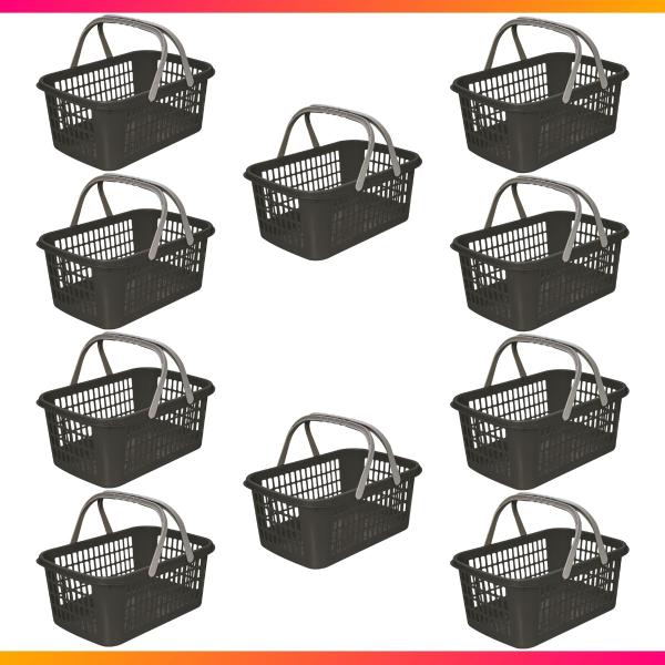 Kit 10 Cesta Cestinha Plastica Supermercado Mercado 9 Litros - Usual Utilidades Imagem de Kit 10 Cesta Cestinha Plastica Supermercado Mercado 9 Litros