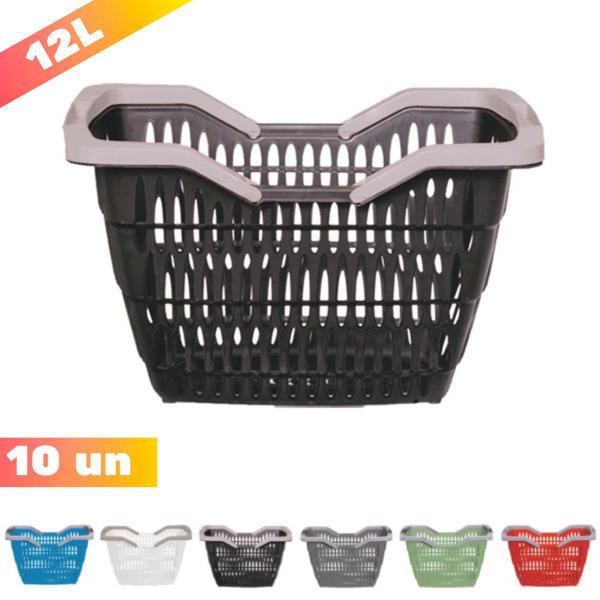 Imagem de Kit 10 Cesta Cestinha Plastica Supermercado Mercado Usual