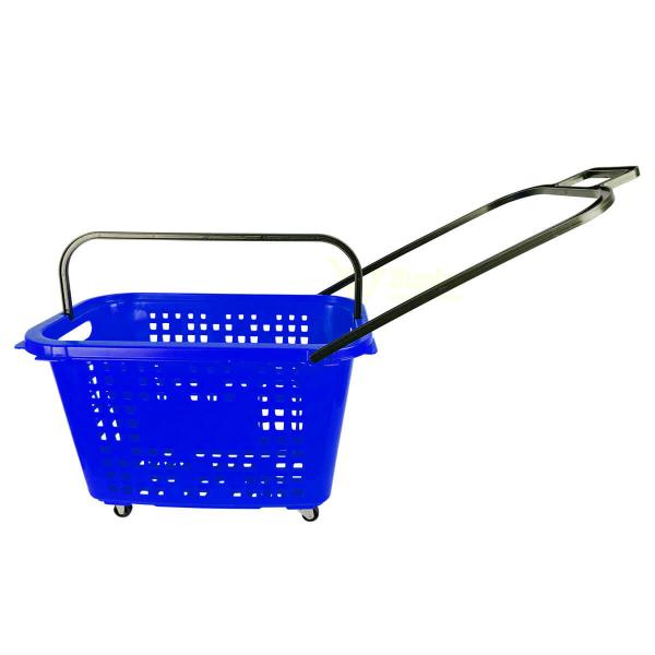 Imagem de Kit 10 cestas de compras com rodas 40l azul