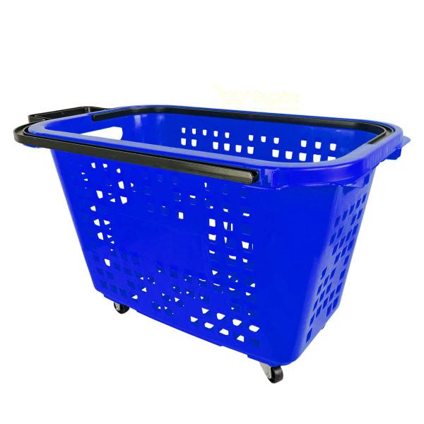 Imagem de Kit 10 cestas de compras com rodas 40l azul