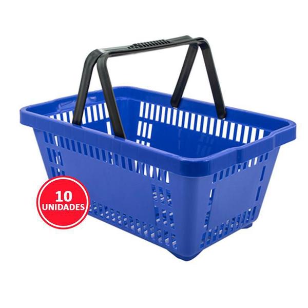 Imagem de Kit 10 Cestinhas Plásticas Para Supermercado 18 Litros ul