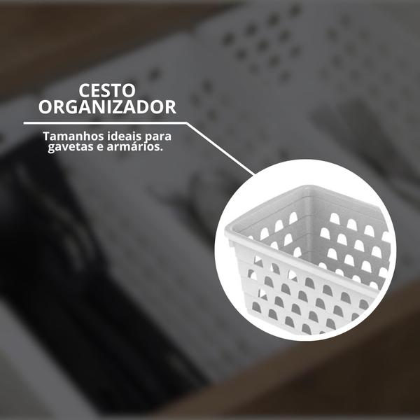 Imagem de Kit 10 Cesto Cestinho Organizador Multiuso Retangular Comprido Decorativo Design Versátil Prático