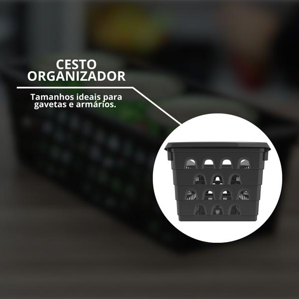 Imagem de Kit 10 Cesto Cestinho Organizador Multiuso Retangular Comprido Decorativo Design Versátil Prático