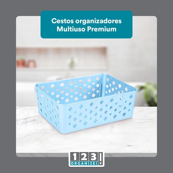 Imagem de Kit 10 Cesto Multiuso Organizador Premium Azul 123Organizei