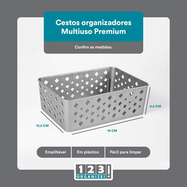 Imagem de Kit 10 Cesto Multiuso Organizador Premium Cinza 123Organizei