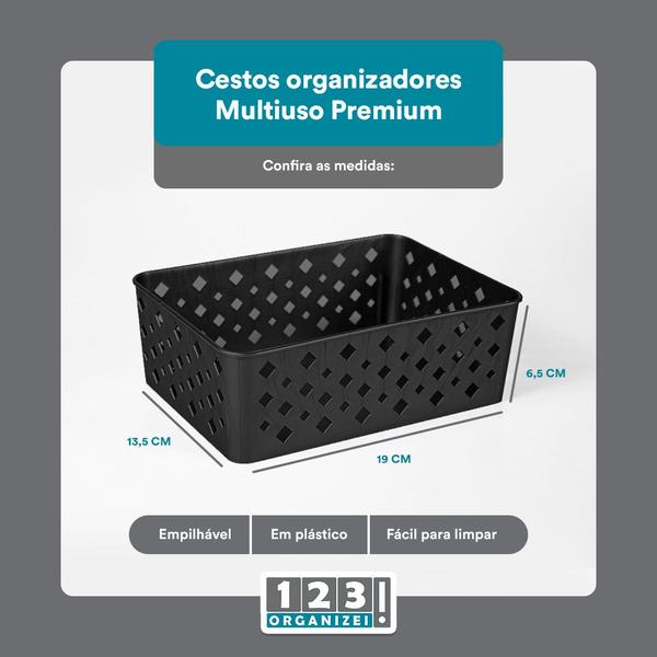 Imagem de Kit 10 Cesto Multiuso Organizador Premium Preto 123Organizei