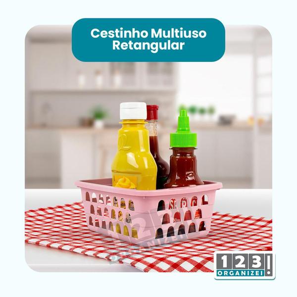 Imagem de Kit 10 Cesto Organizador 16x12x6Cm Preto +20 Cabide Infantil