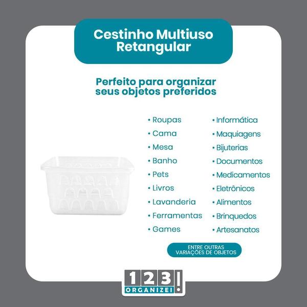 Imagem de Kit 10 Cestos 16X12X6Cm E 10 Cabides Infantis Transparente