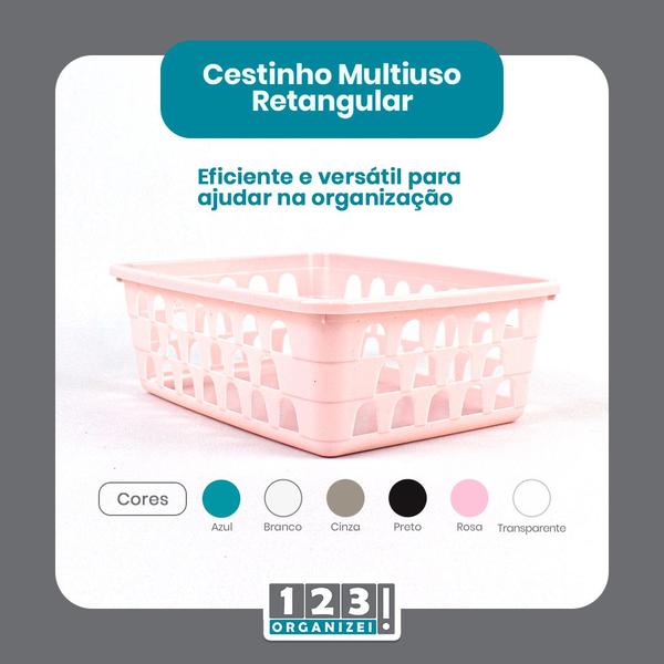 Imagem de Kit 10 Cestos Multiuso 16x12x6Cm e 10 Cabides Infantis Rosa