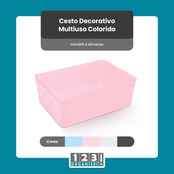 Imagem de Kit 10 Cestos Multiuso Decorativo E 20 Cabides Infantis Rosa