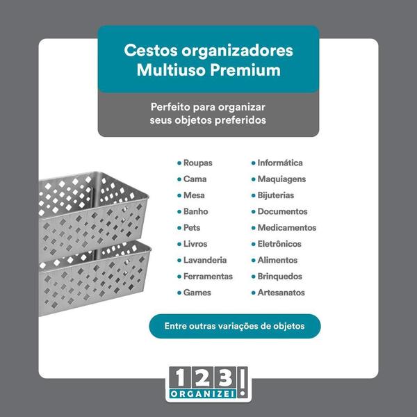 Imagem de Kit 10 Cestos Multiuso Organizador Decorativo Premium Cinza