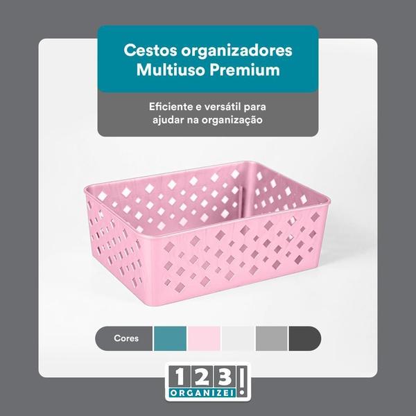 Imagem de Kit 10 Cestos Multiuso Organizador Decorativo Premium Rosa