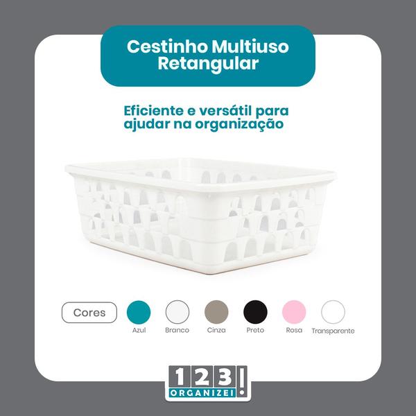 Imagem de Kit 10 Cestos Organizador Pequeno 16x12x6Cm Branco + 20 Cabides Branco Infantil