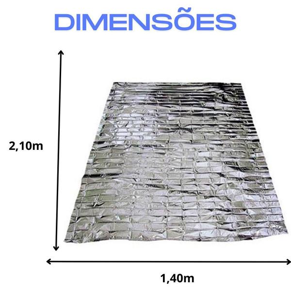 Imagem de Kit 10 Cobertores Térmicos Alumínio Manta Emergência Camping Pesca Resgate Aluminizado Doação ONG