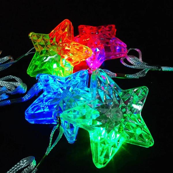 Imagem de Kit 10 Colar Estrela Led Pisca Para Festas Balada Eventos Festa Neon XM21150ES