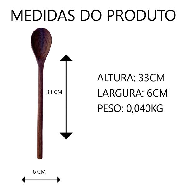 Imagem de Kit 10 colher de pau para doces 33CM em madeira maciça