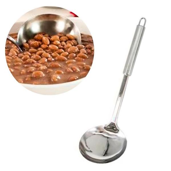 Imagem de Kit 10 Concha de Feijão Aço Inoxidável Grande Luxo Utensílios para Cozinha Prime Multiuso