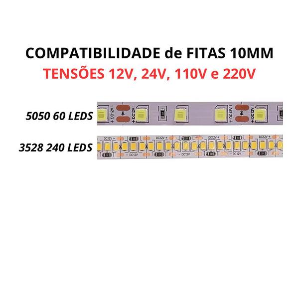 Imagem de KIT 10 Conector Emenda FIta LED 10mm Rabicho Duplo 12V 24V 110V 220V