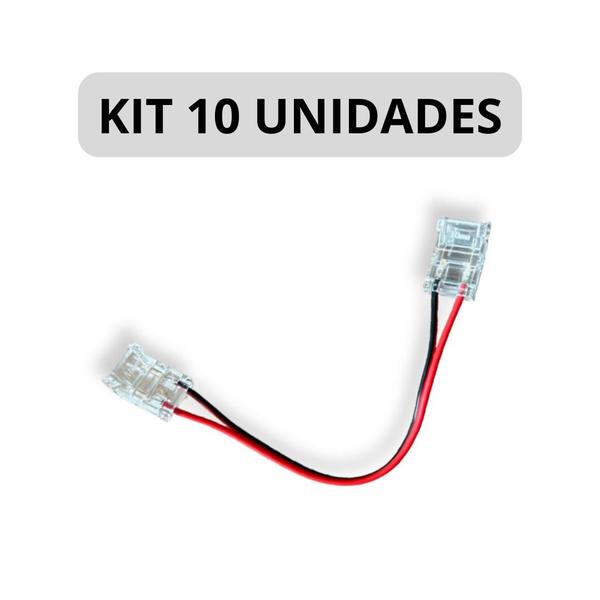 Imagem de KIT 10 Conector Emenda FIta LED 10mm Rabicho Duplo 12V 24V 110V 220V