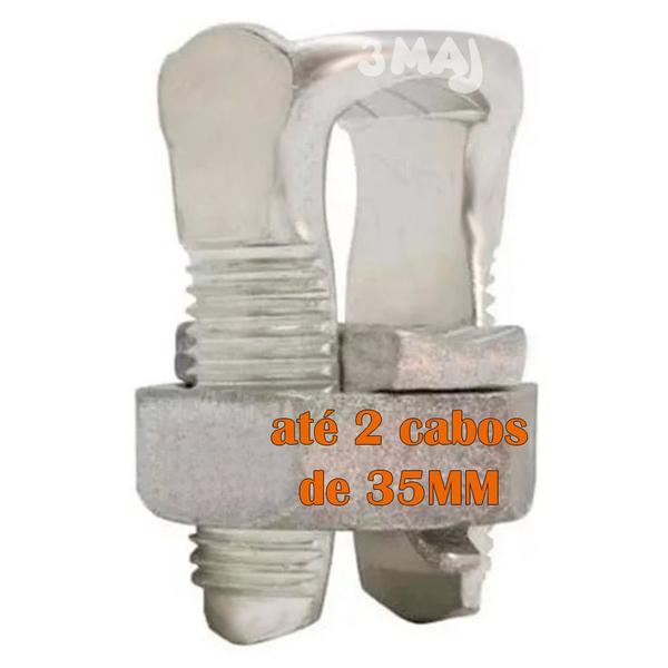 Imagem de Kit 10 Conector Parafuso Fendido para Emenda de Cabos Fios Split Bolt de 35mm