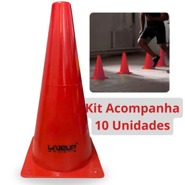 Imagem de Kit 10 Cones 28 Cm de Agilidade para Demarcacao com Alaranjado  Liveup Sports 