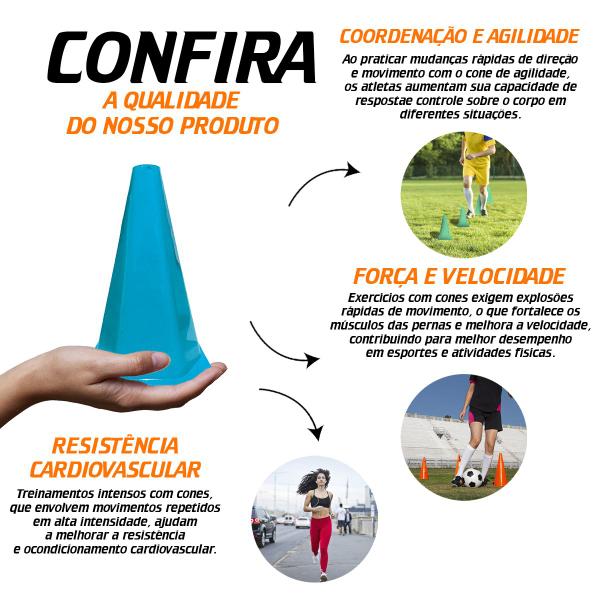 Imagem de Kit 10 Cones de Agilidade Colorido Para Treino Funcional Futebol Ginastica