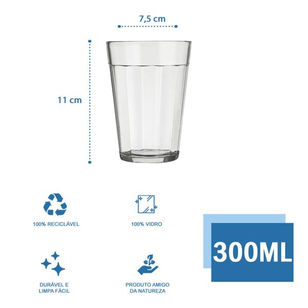 Imagem de Kit 10 Copo Americano Vidro Cerveja 300ml Transparente Nadir