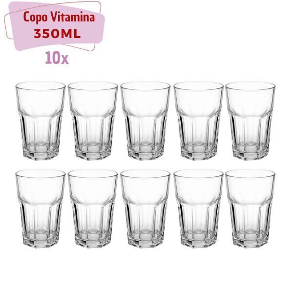 Imagem de Kit 10 Copos de Vidro 350 ML Transparente para Smoothies